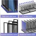 9-Section Desk File Organizer, Vertical File Holder, Mesh Desktop File Folder Metal File Binder Organizer Stand for Office Home Classroom, Black