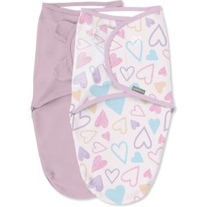 SwaddleMe by Ingenuity Original Swaddle, 100% Cotton, Improves Sleep & Calms Startle Reflex, 0-3 Months, 1.0 TOG, 2-Pack, Baby Swaddle Blanket - I Heart You