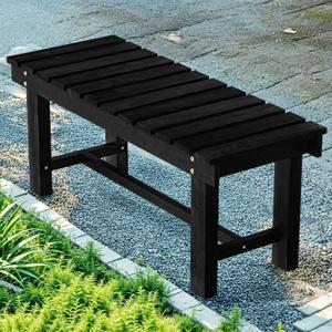 35.5" Outdoor Garden Bench,Weatherproof 2-Person Wood Backless Bench, Black, 35.5 IN