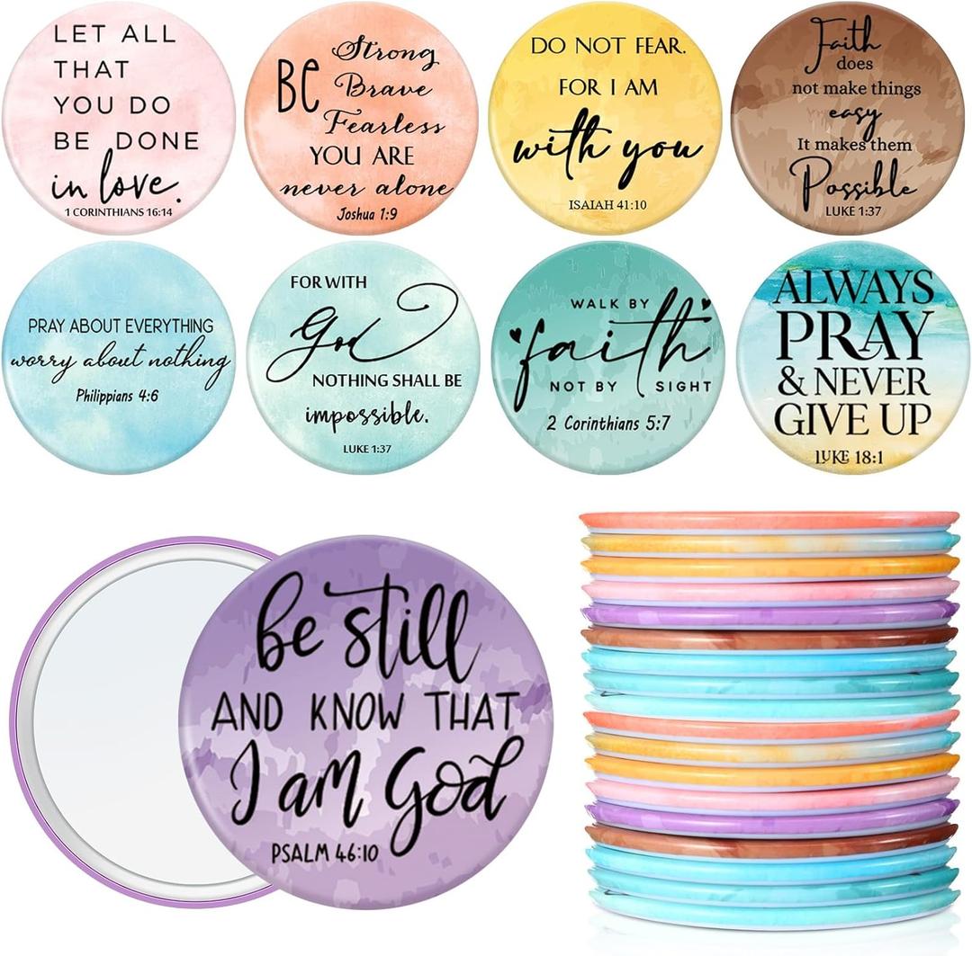 18 Pcs Mini Christian Compact Mirror Bulk Back to School Gifts for Teachers Inspirational Bible Verse Aesthetic Pocket Mirrors for Women First Day of School Church Group Mentors
