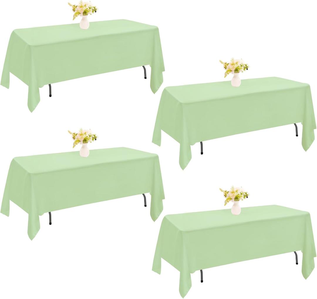 4 Pack Rectangle Tablecloth 60x102 Inch Sage Green Washable Polyester Table Cover for Wedding Dining Table Parties Banquet60x102 Sage Green