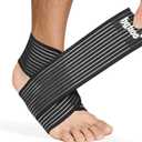 Ankle Brace 2 Pack, Adjustable Compression Support Wrap for Men & Women – Ideal for Sprains, Plantar Fasciitis, Tendonitis, Arthritis – Breathable, Fits in Shoes for Running Sports Gym (Black), One Size