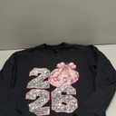 Happy New Year 2026 Disco Ball Pink Coquette Bow Family Sweatshirt Small