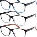5 Pack Blue Light Blocking Reading Glasses for Men with Spring Hinge Fashion Large Wide Computer Readers for Men 3.5