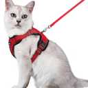 rabbitgoo Cat Harness and Leash for Walking, Escape Proof Soft Adjustable Vest Harnesses for Cats, Easy Control Breathable Reflective Strips Jacket, Red, M