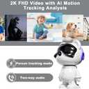 Cute Bear 2K Wireless-Smart Robot Home Security Camera - Nanny & Pet Motion Monitor, Baby Cry Detection Alarm, Privacy Mode, 5G Dual-Band, PanTilt, Full HD Night Vision, 24/7 Recording, 2-Way Audio