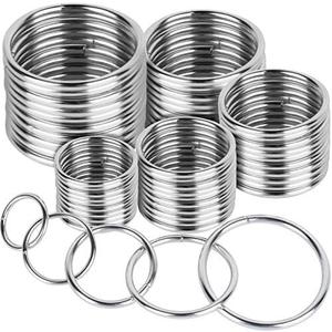 FANDAMEI Metal O Ring，50 Pcs Silver Multi Purpose Metal O Ring for Macrame, Camping, Dog Leashes, Hardware, Bags and More Craft Project - 16mm, 21mm, 25mm, 32mm, 38mm