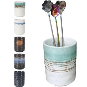 Stoneware Coffee Bar Utensil Holder Tea & Coffee Spoon & Stirrer Holder for Stir Stick Straw Teaspoon Holder Spoon Cup Small Utensil Jar (Green fields) Stoneware Coffee Bar Utensil Holder Tea & Coffee Spoon & Stirrer Holder for Stir Stick Straw Teaspoon Holder Spoon Cup Small Utensil Jar (Green fields)