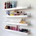 RORKIM 4 Pack 15 Inch Whtie Acrylic Shelves, Kids Floating Bookshelf for Kids Room, Modern Nail Polish Rack Sunglasses Essential Oil Picture Ledge Display Toy Storage Wall Shelf