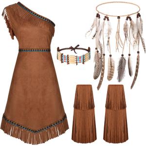 Shihanee 4 Pcs Halloween Women Costume Set Maiden Princess Costume Dress Outfit for Halloween(Large)