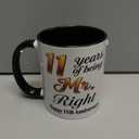 11 Year Wedding Anniversary Couple Gifts - Mr Right Mrs Always Right 11oz Coffee Mugs Set of 2, 11th Anniversary Party Decor Gifts for Parents Wife Husband Lovers Aunt Uncle(11Y)