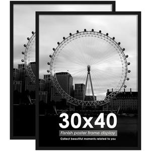 Fisnish 30x40 Picture Frame Black 4 Pack, with HD Plexiglass Durable and Scratch-proof, Classic Poster Frame for Horizontal or Vertical Wall Mountin