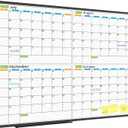 JILoffice Magnetic Dry Erase Calendar Whiteboard, 4 Month White Board Planner 48 X 36 Inch, Black Aluminum Frame Wall Mounted Board for Office Home and School