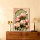 Vintage Blush Pink Peony Floral Canvas Wall Art Soft Warm Flower Wall Decor, 24"L x 16"W