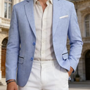 Barry.Wang Mens Casual Blazer Suit Jacket Two Buttons Sport Coat Lightweight Homecoming Business Daily Wedding Dress, Light Blue, Siz M