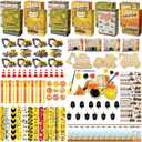 132pcs Construction Party Favors, Birthday Party Decorations Supplies Including Mini Vehicles Slap Bracelets Bubble Wands DIY Painting Kits, Construction Party Classroom Rewards for Kids