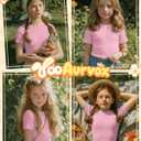 Girls' Ribbed Knit T-Shirt Short Sleeve Crew Neck Top Soft Slim Fit Shirt Kids Casual Basic Tee Summer 5-14 Years (Pink)