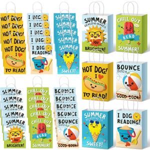 Affrolling 30 Pcs Summer Reading Paper Gift Bags Books Reading Goodie Bags with Handles 7.9 x 5.9 x 3.5 Inches Read Party Favor Treat Bag for Summer Book Lovers Exchange Gift