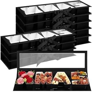 Dunzoom 8 Pack Xmas Letter Boxes for Christmas Gift Wrapping Xmas Letter Shaped Empty Flower Gift Box Fillable Christmas Party Favors Candy Presents Packaging(Black,Clear Lid)