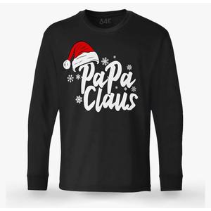Papa Claus with Santa Hat Long Sleeve Shirt, XL/XXL