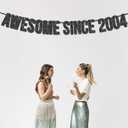 Awesome Since 2004 Banner for 22nd Birthday Party Decoration,Happy 22nd Boys Girls Birthday Party Banner,Handmade - Black