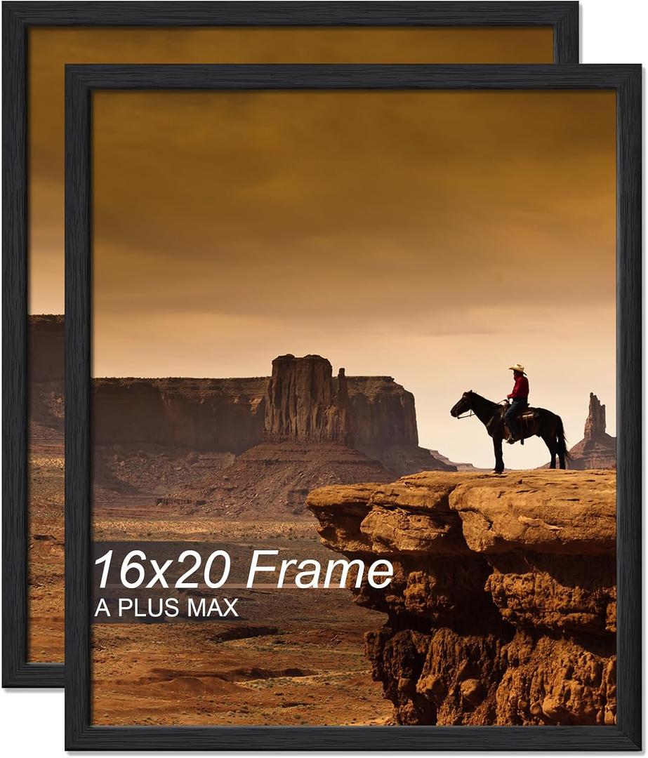 A PLUS MAX 16x20 Picture Frame Set of 2 Black Light Weight Wall Mount