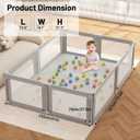 Baby Playpen, 73" x 61" Large Foldable Playpen with Mat for Babies and Toddlers, Play Pen with Soft Breathable Mesh, Ocean Balls and Pull Links, Baby Playard for Indoor & Outdoor, Gray