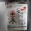 Rolling Shop Stool with Wheels, Garage Mechanic Stool Chair with Backrest, Height Adjustable Heavy Duty Swivel Task Chair, Adjustable Footrest with Storage Tray for Garage Kitchen Salon Tattoo (Red)