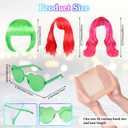 27 Pieces Colored Wigs Funky Colorful Wigs Three Styles Neon Party Wigs with Heart Shape Sunglasses and Wig Cap for Women Cosplay Bachelorette Party,Halloween
