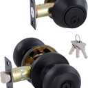 All Keyed Identical Deadbolt Door knob Single Cylinder Deadbolt Lock Combo Set, Classic Matte Black Exterior Door Knobs with Deadbolt Entrance and Front Door Lock