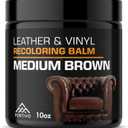 FORTIVO Leather Recoloring Balm, Color Restorer for Couches and Car Seats, Leather Scratch Remover and Dye, 10 oz (Medium Brown)