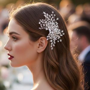 CASDRE Crystal Bride Wedding Hair Comb Silver Sparkly Rhinestone Bridal Hair Accessories Prom Hair Pieces for Women (Silver, One Size)