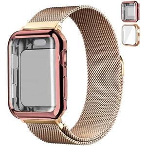 Magnetic Band and Case for Apple Watch Band 40mm 41mm 38mm 44mm 45mm 46mm 42mm Women/Men,Stainless Steel Milanese Loop Bracelet Strap with Cover Combo iWatch series 10 9 8 7 6 5 4 3 SE Ultra/2 49mm