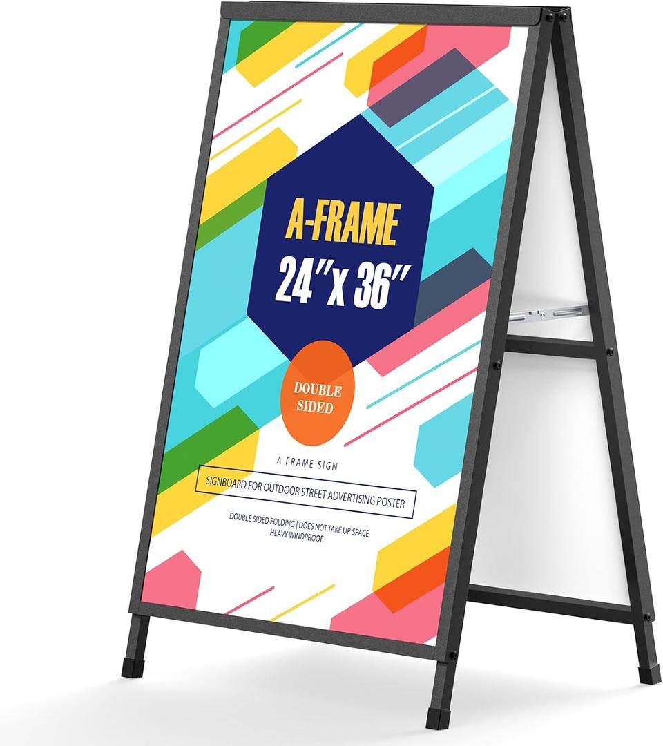 Relx A Frame Signs 24x36 Inch Outdoor, Heavy Duty Sandwich Board Signs, Double-Sided A Frame Sign Holder Business Signs for Outside(Frame only).