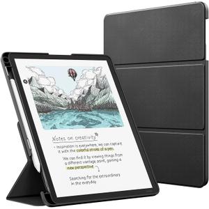 MoKo Stand Case for 11" Kindle Scribe 3rd& Colorsoft 2025, Black | Premium Leather Trifold Stand Cover with Pen Slot, Auto Sleep/Wake,Water Proof