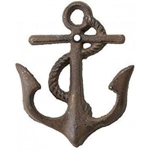 Cast Iron Nautical Anchor Hook Rustic Brown 5 1/4 inch tall