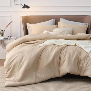 Bedsure Warm Sand Duvet Cover King Size - Super Soft Cationic Dyed Duvet Cover for Kids with Zipper Closure, 3 Pieces, No Comforter(King, 104"x90")