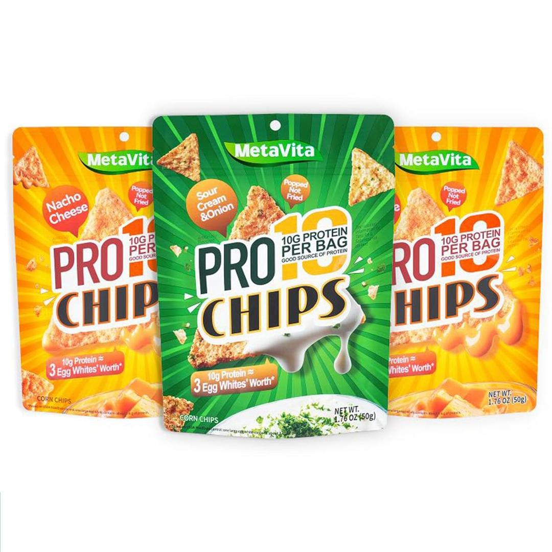 BIO NUTRI Foods High Protein Snack-Count Variety Pack-Cheesy Nacho and Sour cream onion Chips,10g High Protein,Crispy Tortilla Shaped Snacks,Low Sugar Diet,Healthy Gluten Free and Low Carb Taco Snack