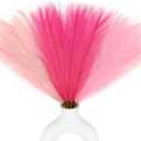 48pcs Pink Faux Pampas Grass Decor, 21.7inch Hot Pink Short Artificial Pompous Grass Fluffy Fake Pompas Grass Branches Vase Filler Flower Arrangement for Outdoors Wedding Centerpieces Decor