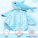 Shark Blanket Security for Baby Soft Lovey Plush Sleeping Snuggle Gifts Boy Blue Minky Dot Stuffed Ocean Animal Newborn Nursery Kids Toddler First Birthday Unisex Blankie Gift Ideas 15 Inch