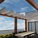 Windscreen4less 3' x 12' Retractable Sun Shade Canopy Cover Sliding Wave Shade Sail for Pergola Patio Deck Yard Gazebo Outdoor (Light Gray)