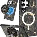 Cute Case for Samsung Galaxy S25 Ultra for Women Girls - Funny Sun Moon Design Compatible with Magsafe Magnetic Ring Holder Kickstand Fashion TPU Phone Covers