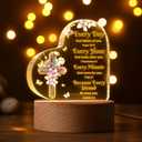 Retisee Christian Bible Verses Gifts for Women Christian Lamp Inspirational Jesus Religious Gift Clear Acrylic Heart Night Light for Christmas Decor Family Keepsake with Warm Color LED Base