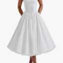 Women Halter Midi Dress Corset Back Layered Tuller Skirt Sleeveless Swing Cocktail Prom Formal Dresses Small