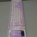 2.4G Full-Size Wireless Keyboard and Mouse Combo, Multi-Color Typewriter Style Round Keycap, Cute Candy Colors, Compatible with Notebook, PC (Purple)