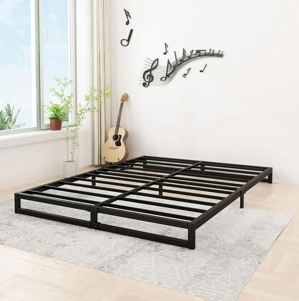 Lutown-Teen 6 inch California King Bed Frames No Box Spring Needed Heavy Duty Metal Cal King Platform for Mattress Foundation, Noise Free, Easy Assembly, Black