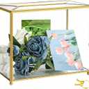 Glass Wedding Card Box with Lock and Slot, Large Gold Clear Card Box for Wedding Reception, Decorative Envelope Gift Box for Baby Shower, Birthday, Graduation, Anniversary, Bridal Shower