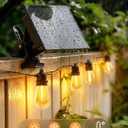Minetom 34FT Solar String Lights Outdoor Waterproof, 9 LED S14 Shatterproof Bulb, Patio Lights with Remote Type-C Port Timable, 3 Light Modes Dimmable Solar String Lights for Outside, Yard, Camping