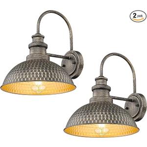 Farmhouse Barn Lights,11.4" AntiRust Outdoor Wall Sconce, Weather Resistant Outdoor Wall Mount Light, Exterior Lighting Fixture,Vintage Outside Lighting for Porch,Garage,Patio(Vintage Bronze, 2 Pack)