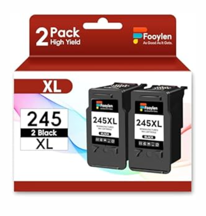 Fooylen 245XL PG245XL Black Ink Cartridge Replacement for Canon 245 PG-245 XL Ink Cartridges Compatible for PIXMA TS202 TS302 MG2520 MG2525 TR4520 TR4527 TS3300 TS3320 TS3322 MX490 MX492
